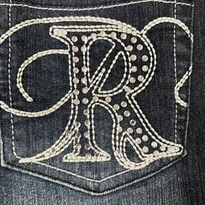 Rock & Republic Women's Blue Skynard Denim Jeans 27 Stretchy Rhinestone Y2K